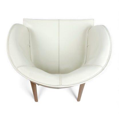 White Leather Side Chair by Umberto Asnago for Giorgetti
