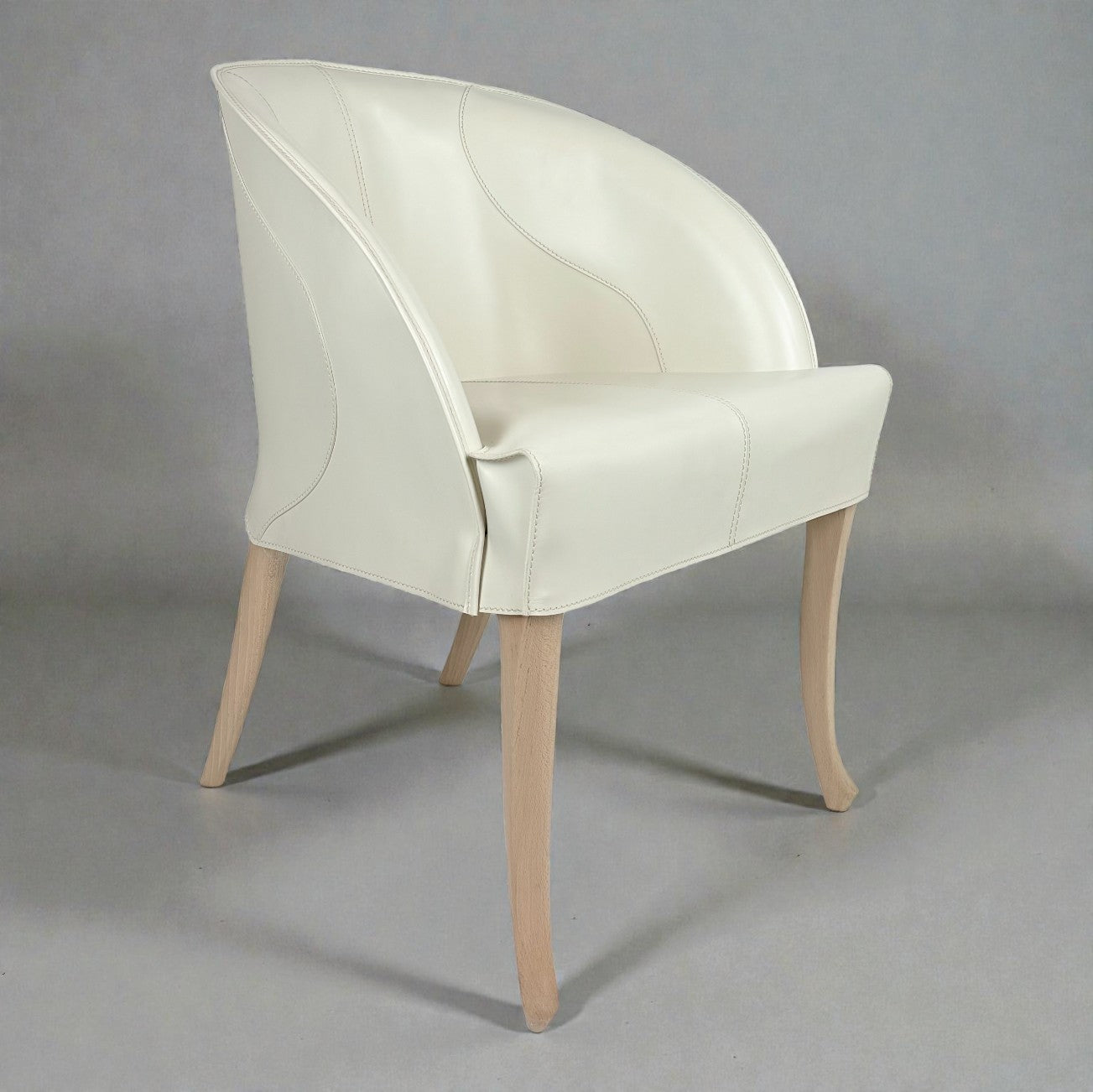 White Leather Side Chair by Umberto Asnago for Giorgetti