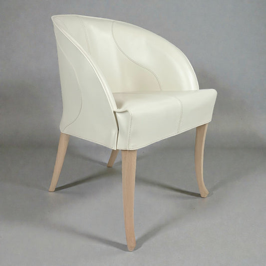 White Leather Side Chair by Umberto Asnago for Giorgetti
