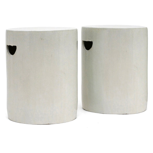 Pair of White Stoneware Garden Seats