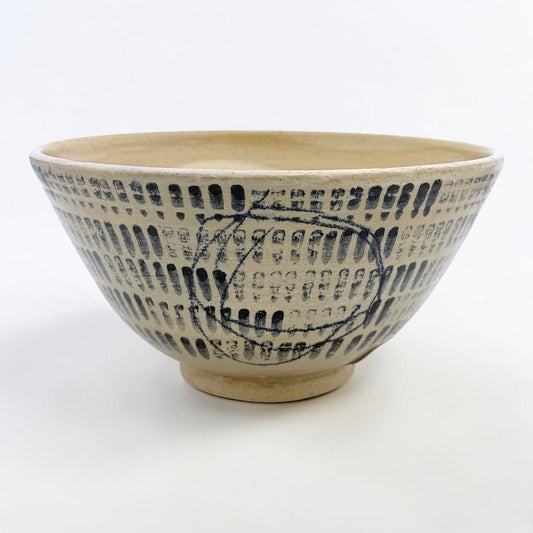Stoneware Bowl in Abstract Motif