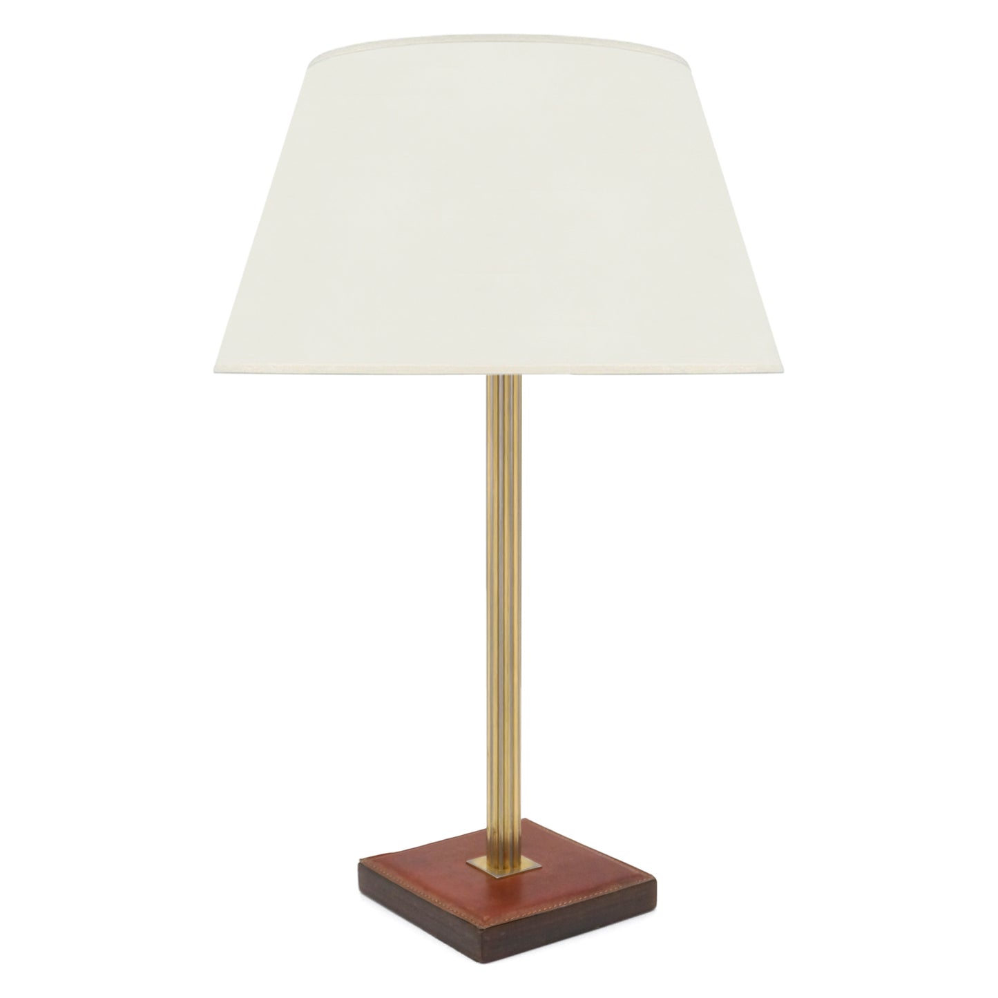 Brass and Leather Column Lamp