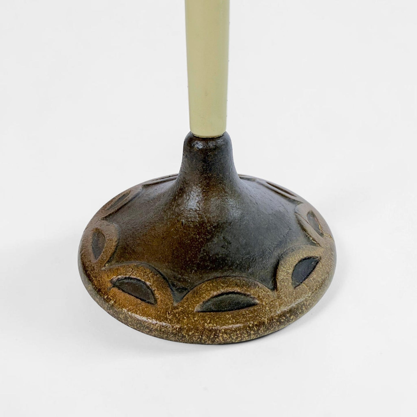 Pair of Bronze and Wood Art Deco Candlesticks