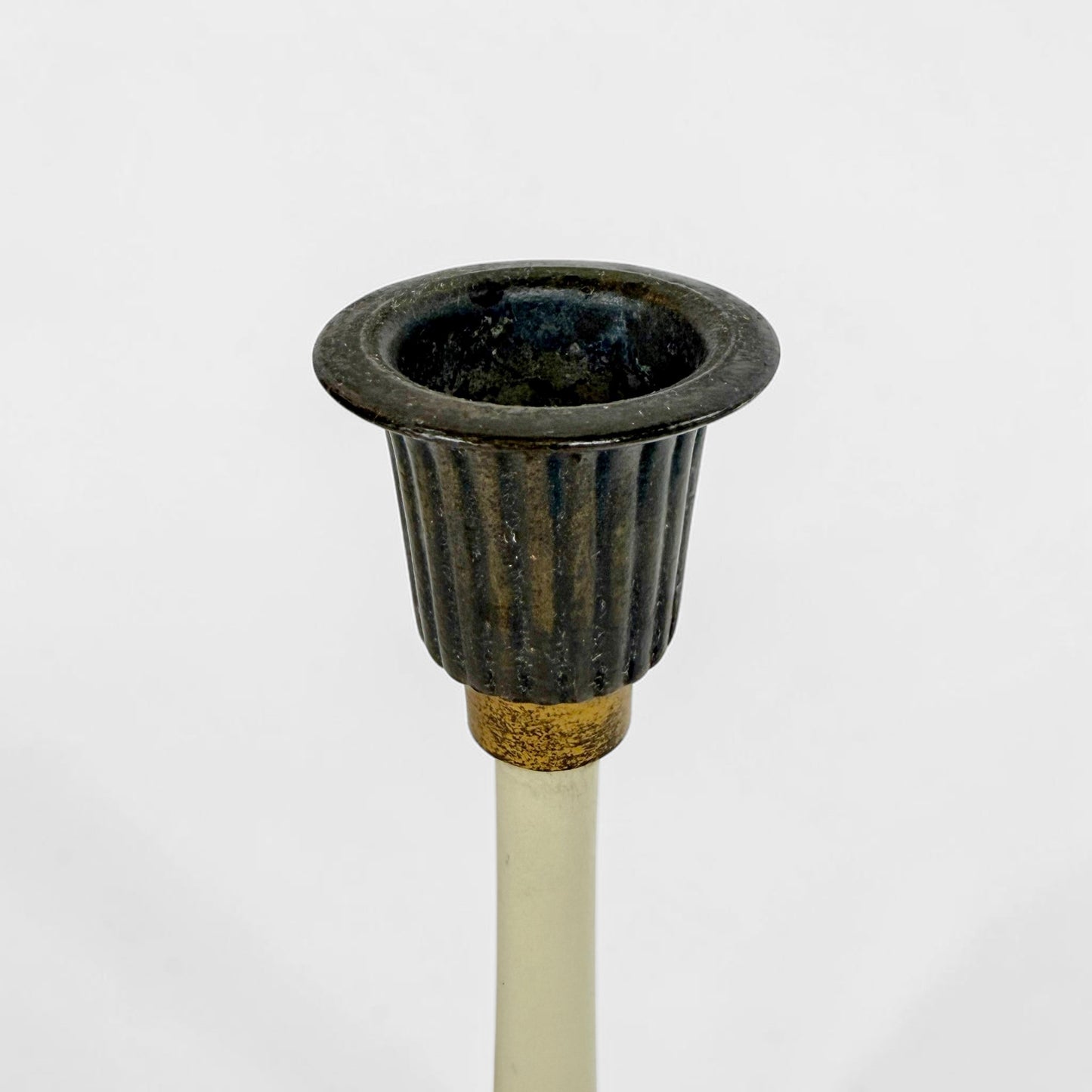 Pair of Bronze and Wood Art Deco Candlesticks