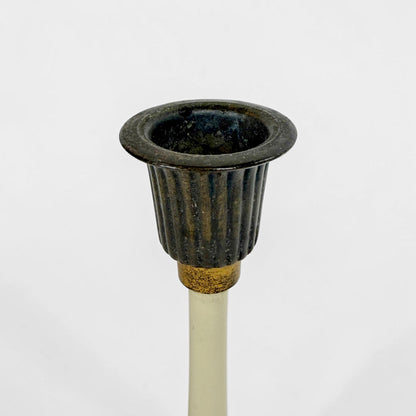 Pair of Bronze and Wood Art Deco Candlesticks