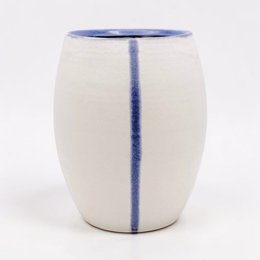 Hadmade Stoneware Vase with Blue Stripes