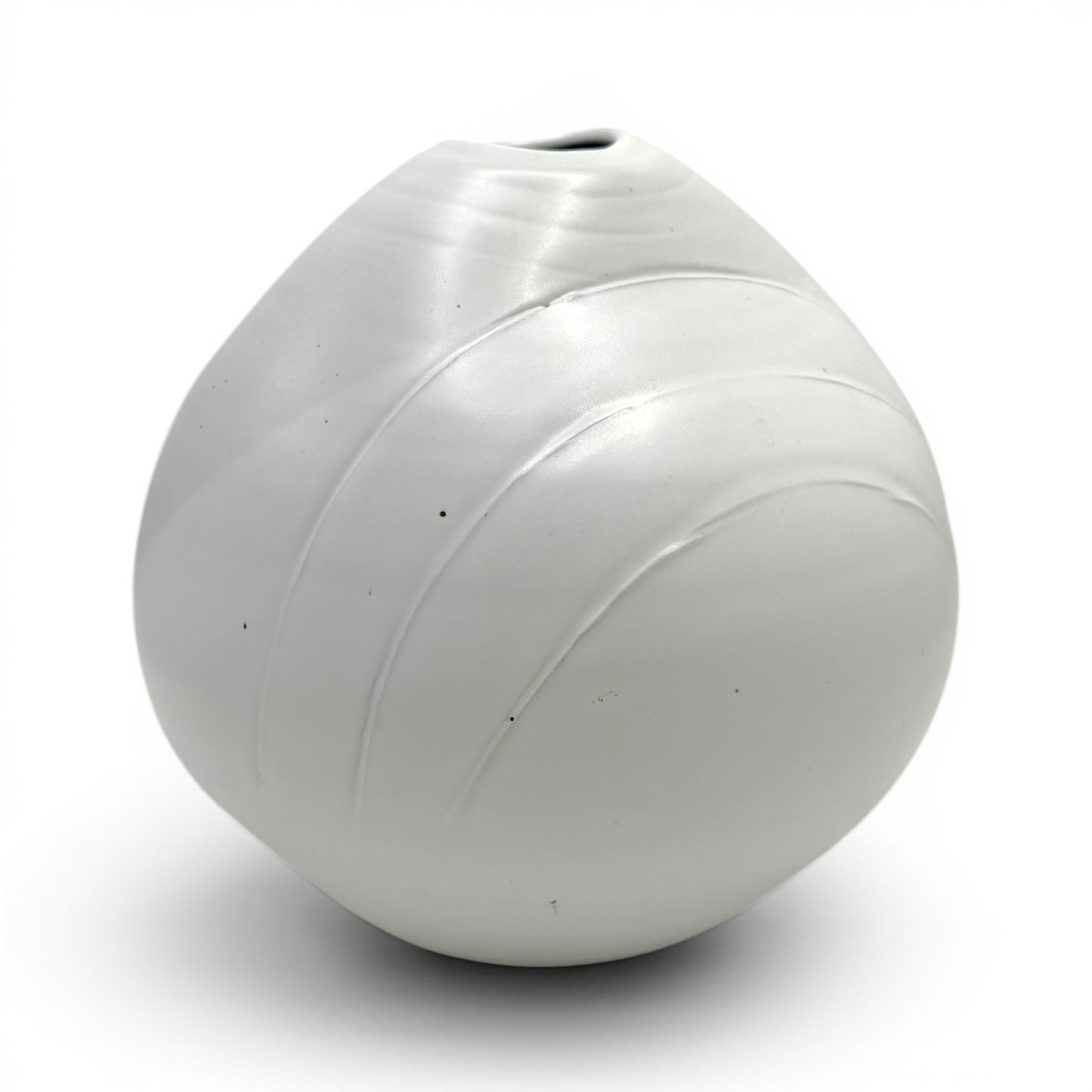 Round White Stoneware Vase