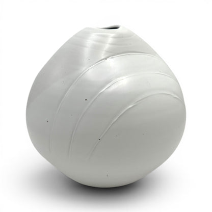 Round White Stoneware Vase