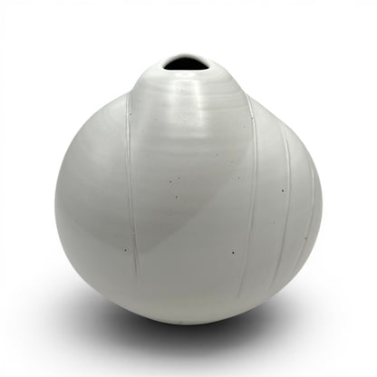 Round White Stoneware Vase