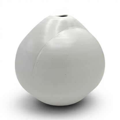 Round White Stoneware Vase