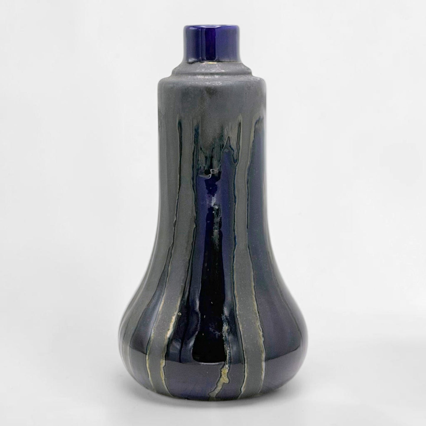 French Blue and Black Ceramic Vase