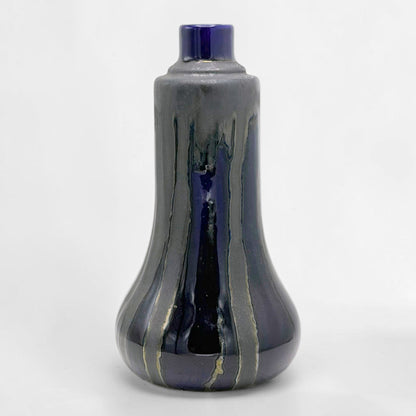 French Blue and Black Ceramic Vase