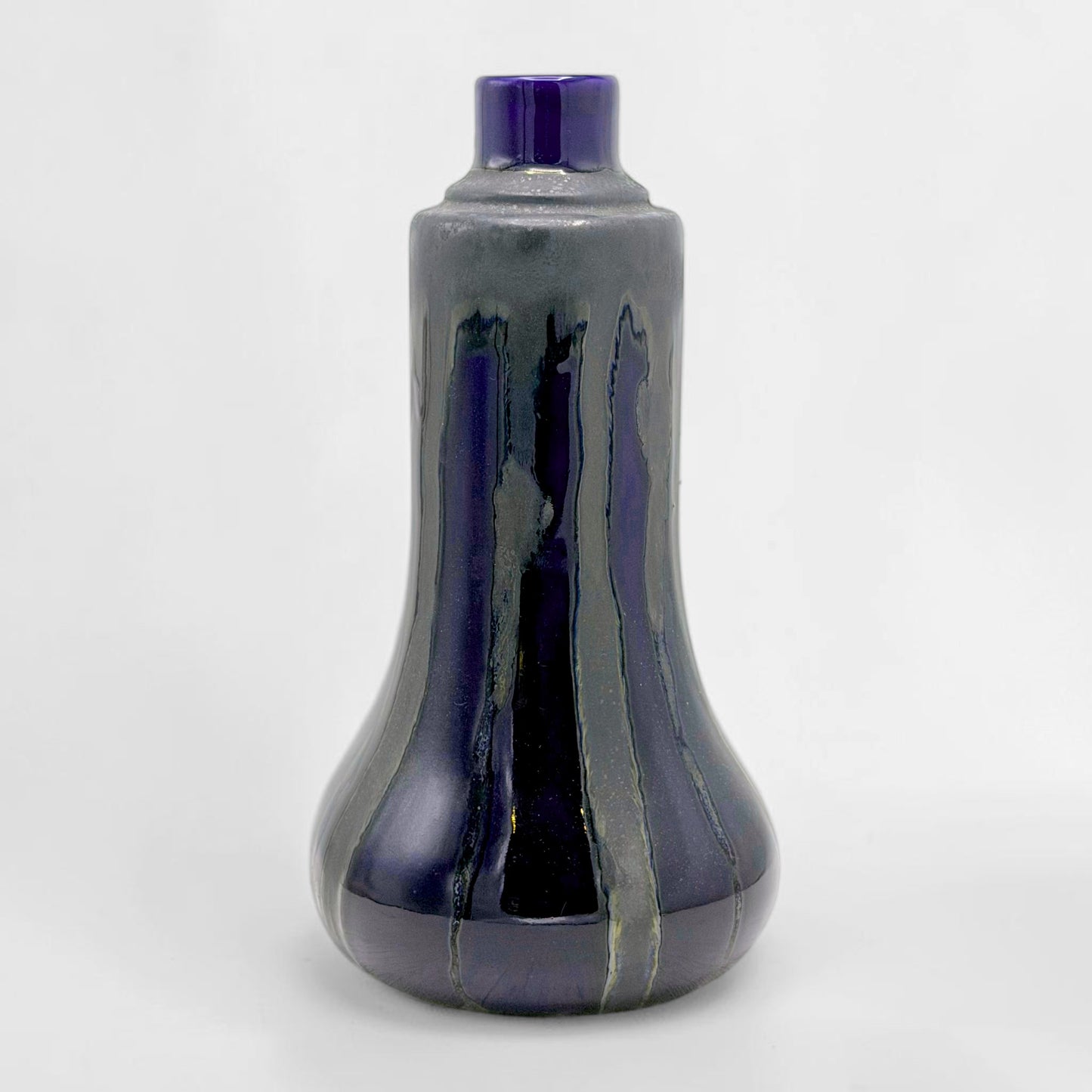 French Blue and Black Ceramic Vase