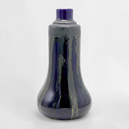 French Blue and Black Ceramic Vase