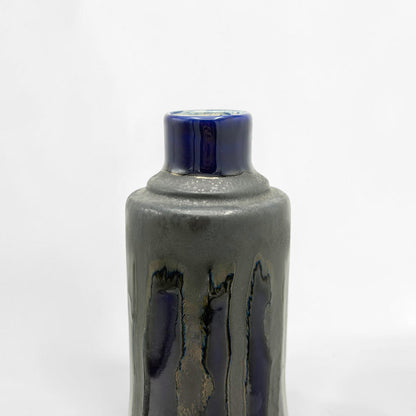 French Blue and Black Ceramic Vase