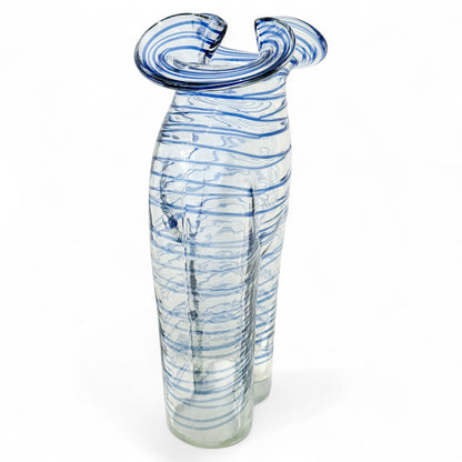 Figural Clear and Blue Glass Vase