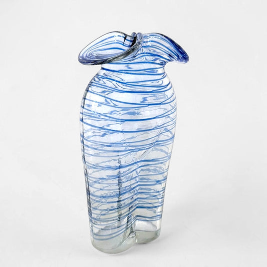 Figural Clear and Blue Glass Vase