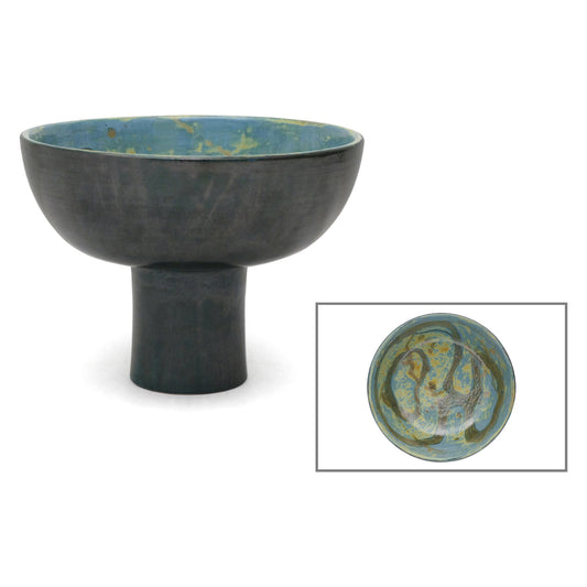 Dark Gray/Green Ceramic Pedestal Bowl
