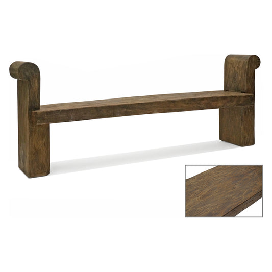 Long Hand Carved Wood Bench