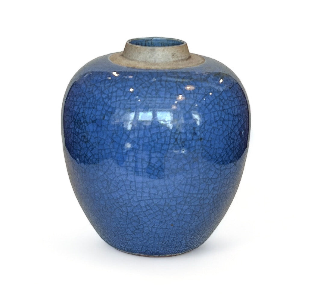 Medium Blue Stoneware Vase