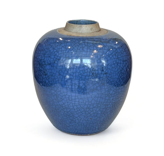 Medium Blue Stoneware Vase