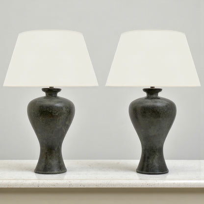 Pair of Urn Shaped Bronze Lamps