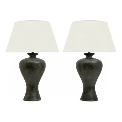 Pair of Urn Shaped Bronze Lamps