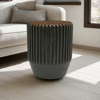 Carved Ribbed Suar Wood Table