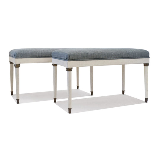 Pair of White Painted Wood Benches
