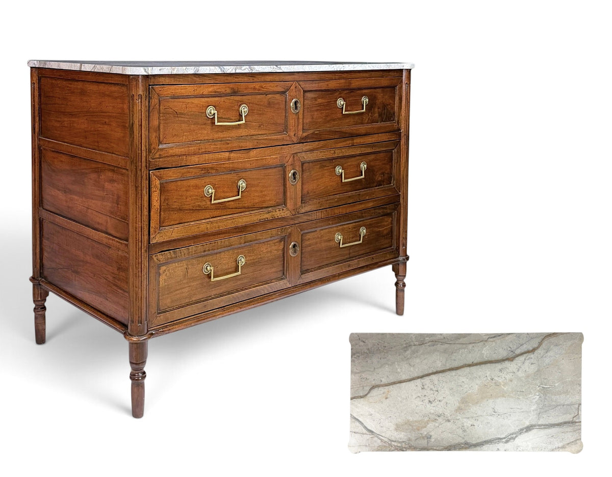18th Century French Three Drawer Walnut Commode