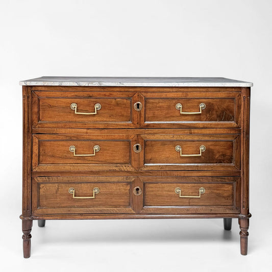 18th Century French Three Drawer Walnut Commode