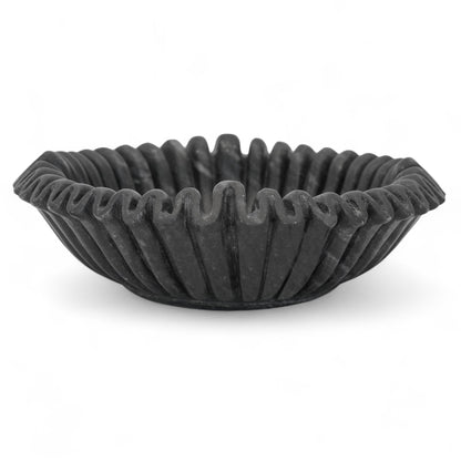 Carved Folded Black Marble Bowl