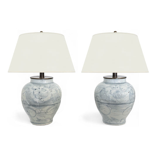Pair of Light Blue Ming Style Table Lamps
