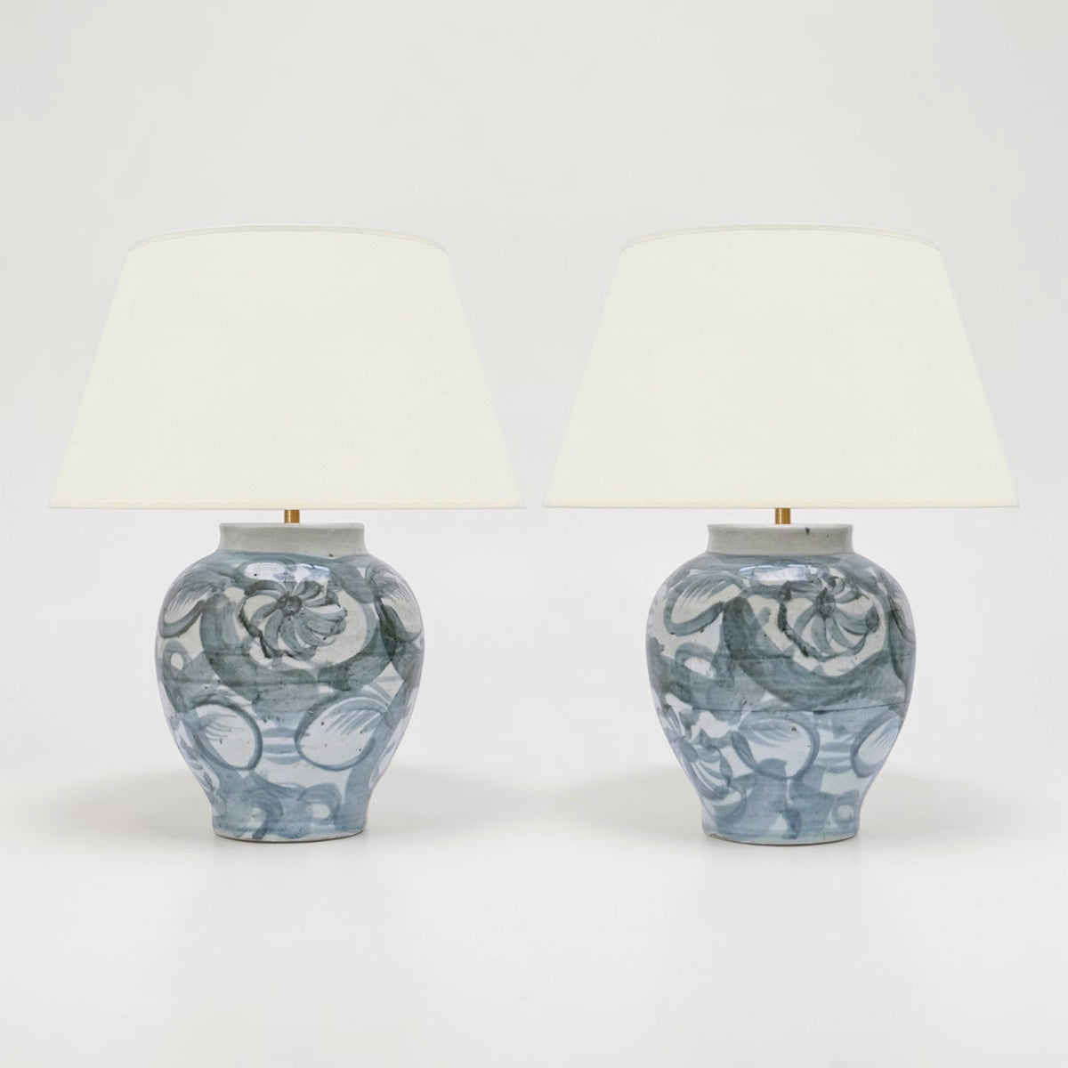 Pair of Dark Blue Ming Style Table Lamps