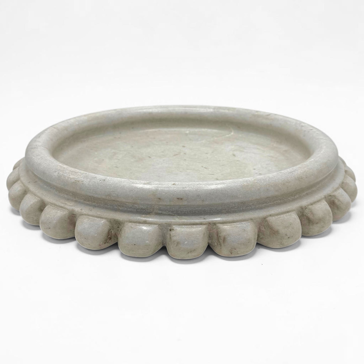 Round Marble Bowl with Beaded Rim