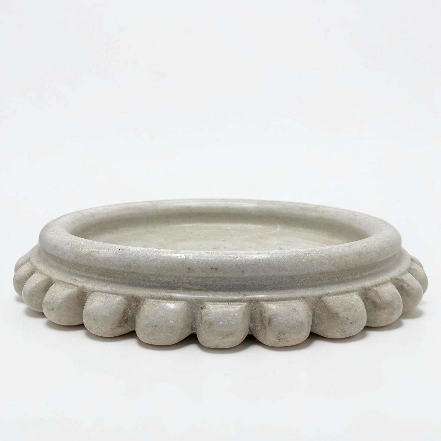 Round Marble Bowl with Beaded Rim