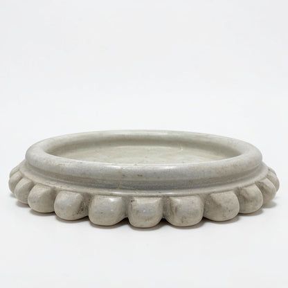 Round Marble Bowl with Beaded Rim
