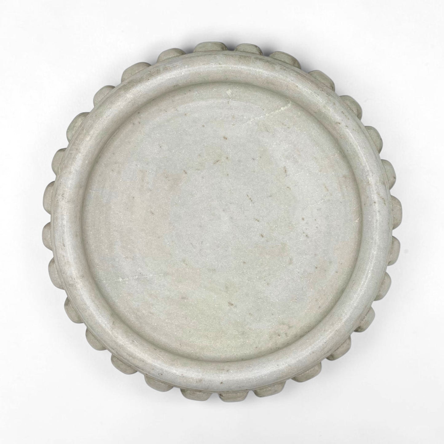 Round Marble Bowl with Beaded Rim