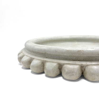 Round Marble Bowl with Beaded Rim