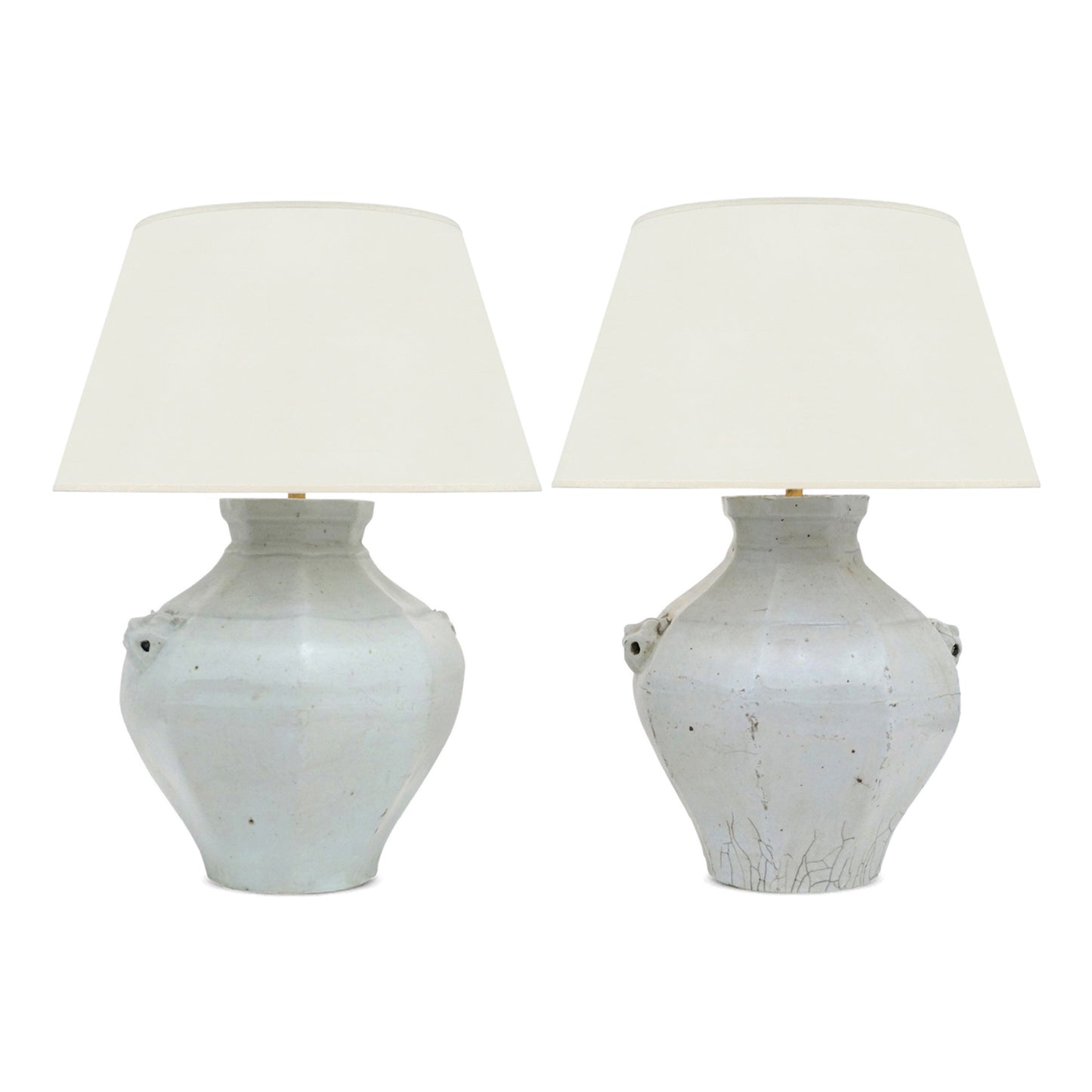 Pair of Hexagonal Celadon Table Lamps