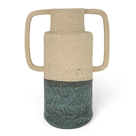 Stoneware Vase with Blue Base