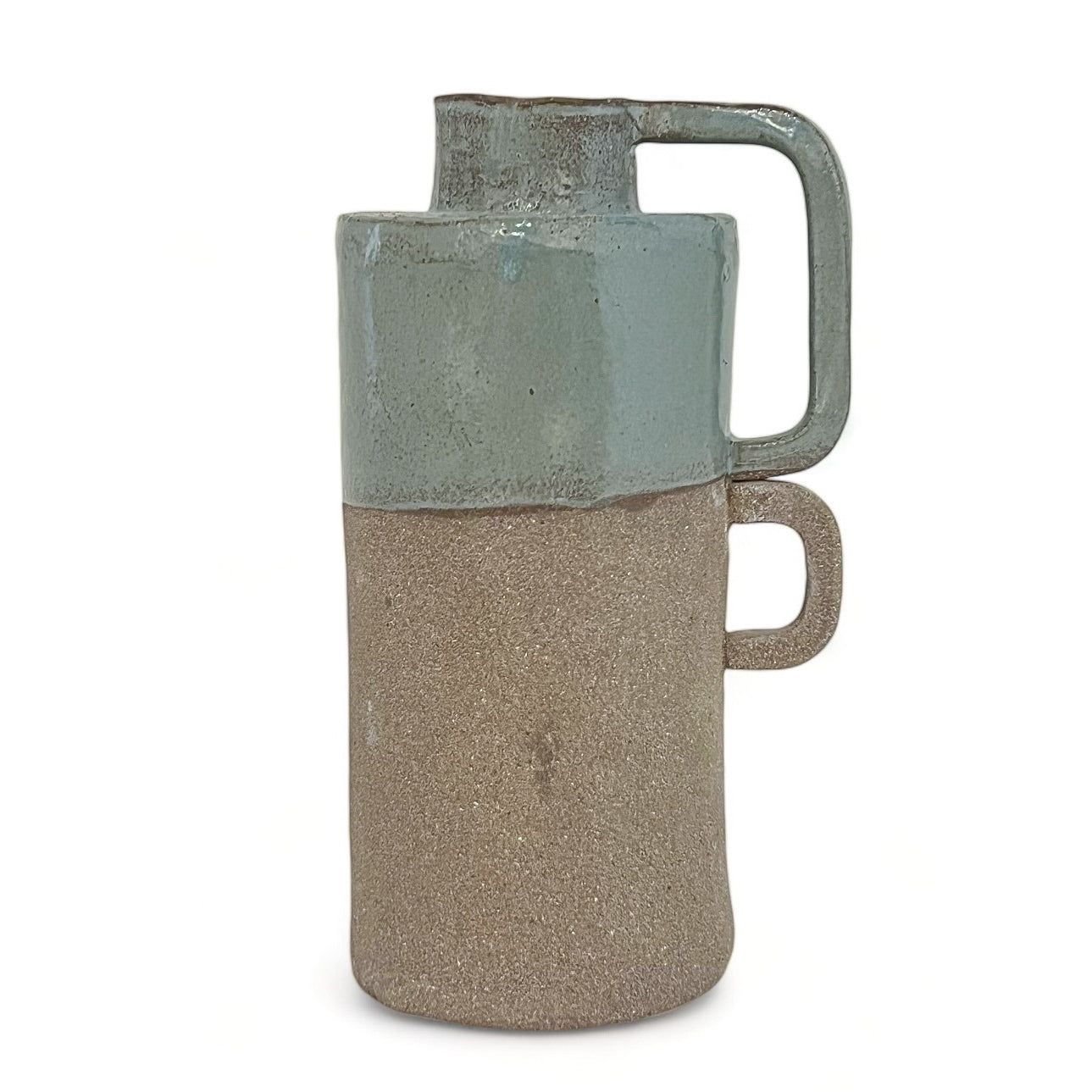 Stoneware Vase with Blue Top