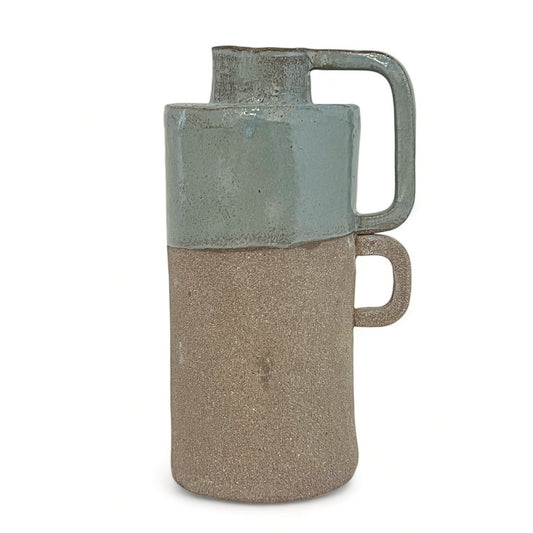 Stoneware Vase with Blue Top