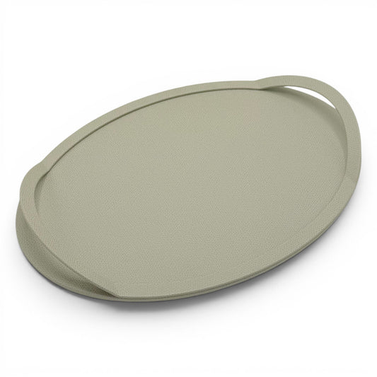 Light Green Oval Leather Tray