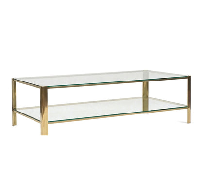 Two Tier Malabert Brass and Glass Coffee Table