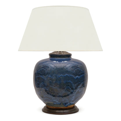 Large French Blue Stoneware Table Lamp