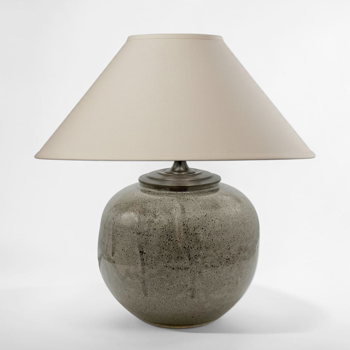 French Taupe Stoneware Table Lamp