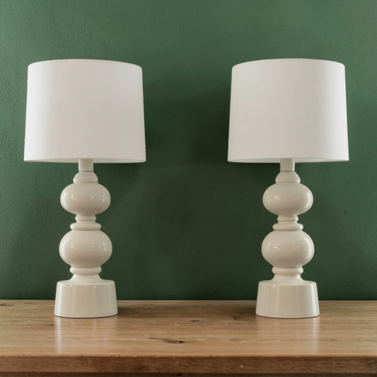Vintage French Lacquered Wood Table Lamps