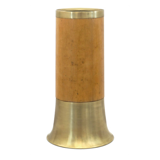 Brass and Oak Veneered Umbrella Stand