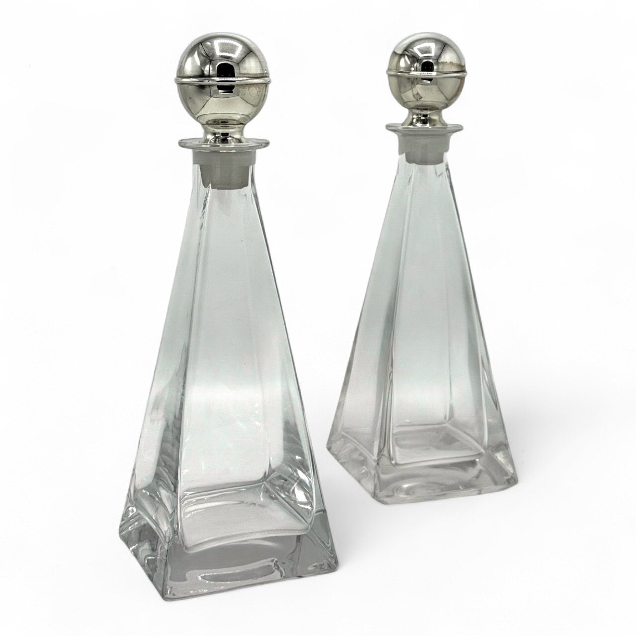 Pair of Pyramid Crystal Decanters